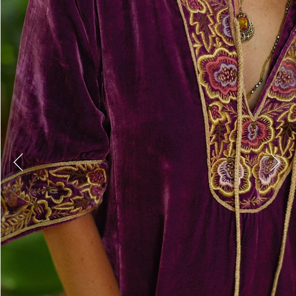 SIZE SWAP my S/for your XS CHASING UNICORNS VIOLET SILK VELVET TUNIC DRESS/NWT - Picture 4 of 5